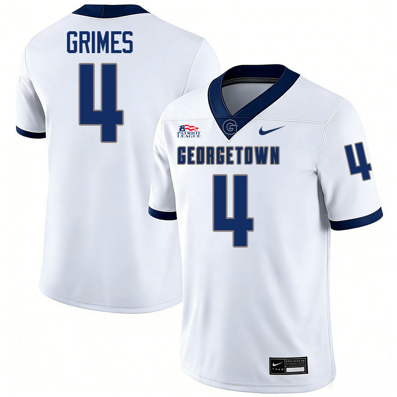 Georgetown Hoyas #4 Isaiah Grimes College Football Jerseys,Uniforms-White